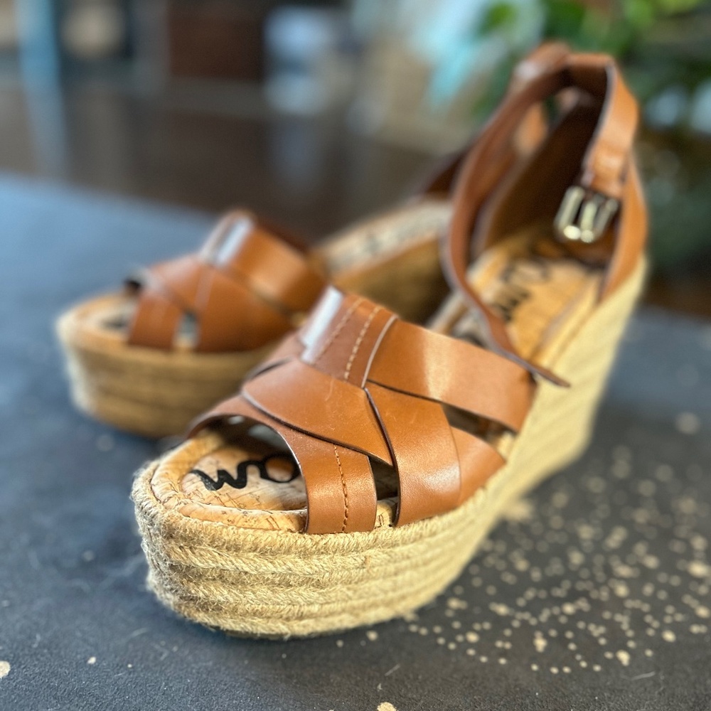 Sam Edelman platform espadrille wedge sandals size 9. Worn once great condition.